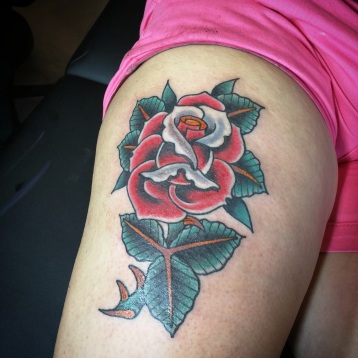 traditional rose tattoo | larry waye, legacy irons tattoo greensboro, nc